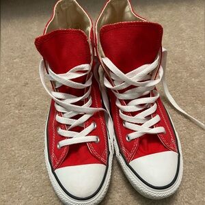 NEW - Red High Top Converse, Size 9
